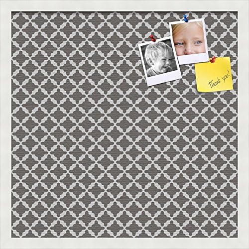 PinPix Decorative pin Cork Bulletin Board Made from Canvas, Retro Patterns 20 x 20 Inches (Completed Size) and Framed in Satin White Frame (PinPix-236)