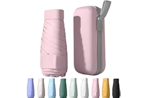 Mustarpicking UPF50+ Mini Travel Sun Umbrella for Purse With Case,Small Compact UV Umbrella Protection Sun,Lightweight Portable Parasol Windproof for Women Men Kids