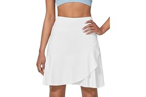 G4Free 20" Knee Length Tennis Skirts for Women Golf Skorts with Pockets High Waist Ruffle Athletic Summer Skirts Inner Shorts