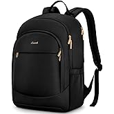 LOVEVOOK Laptop Backpack for Women, 15.6 Inch Business Backpack Purse, Large Capacity Casual Daypack, Work Computer Backpack, Travel Backpack for College, Black