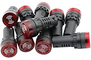 NewZoll 22mm DC 24V Red LED Flashing Buzzer Pilot Panel Indicator Light Miniature Indicator Light Lamp