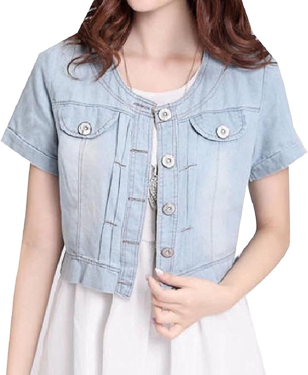 Women ShortSleeve Summer Modern Series Slim Denim Jacket Amazon.co.uk