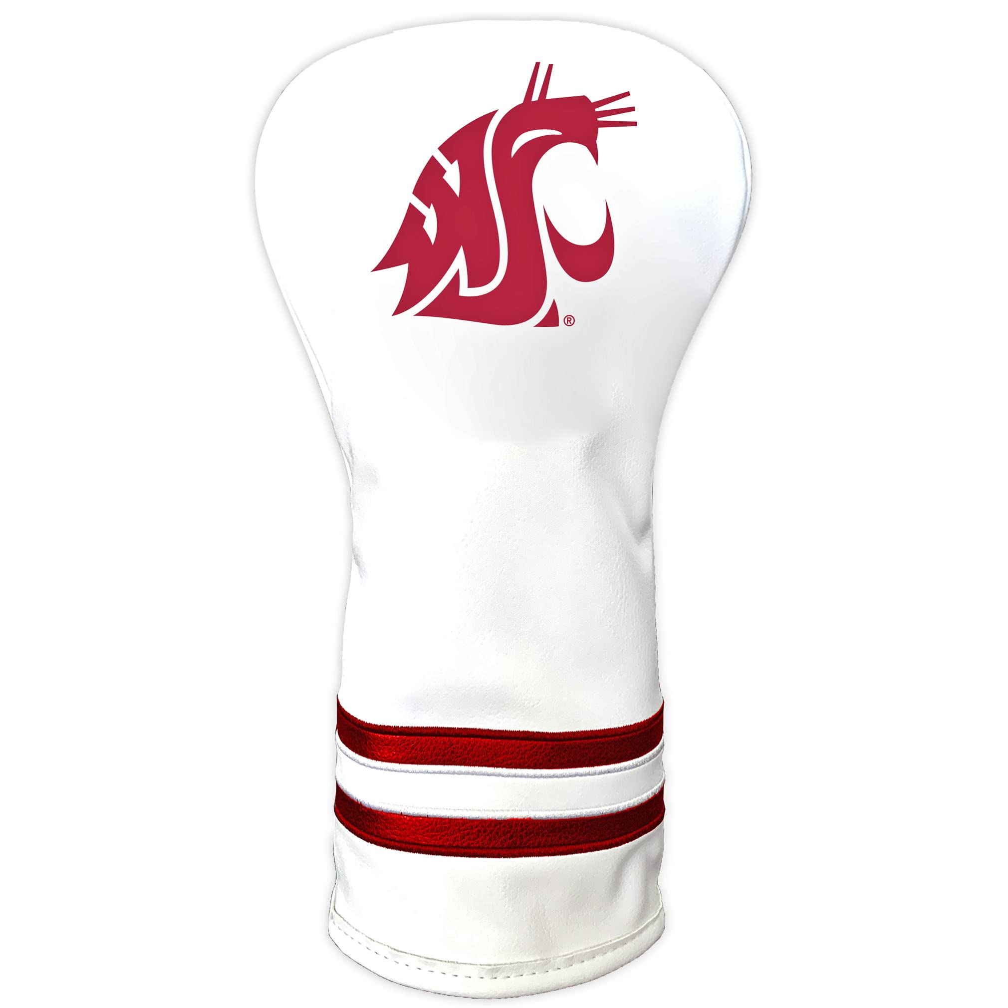Team Golf NCAA Washington State Cougars White Vintage Driver Head Cover White Vintage Driver Golf Club Headcover, Form Fitting Design, Retro Design