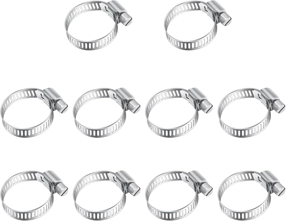 Leryati 10 Pcs Hose Clips 19-29mm 304 Stainless Steel Worm Drive Clamps