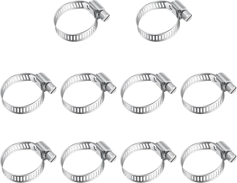 Leryati 10 Pcs Hose Clips 19-29mm 304 Stainless Steel Worm Drive Clamps