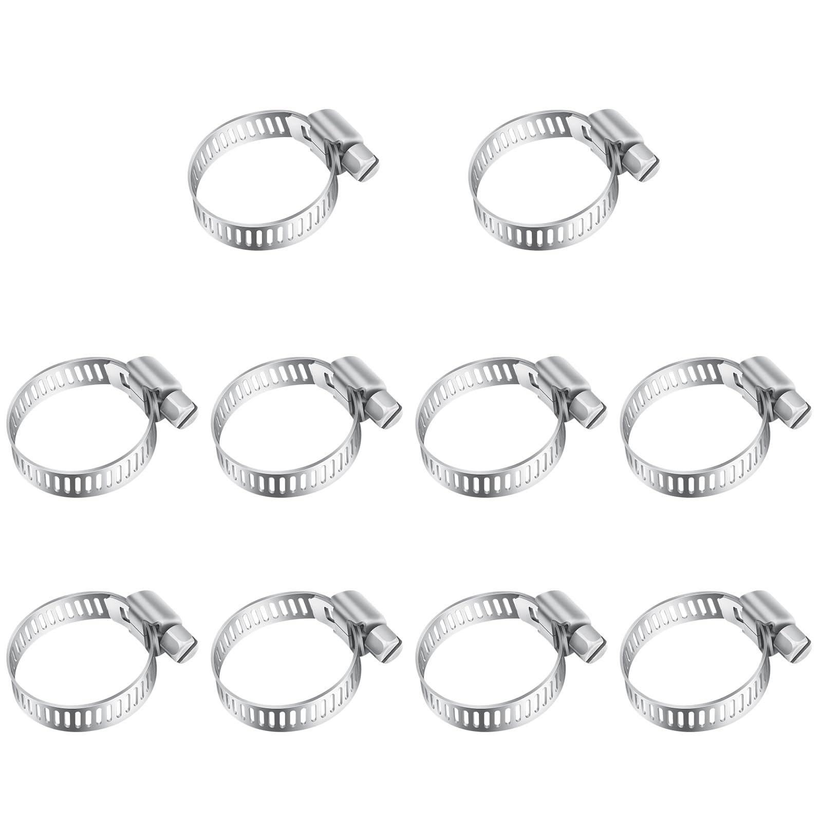 10 Pcs Hose Clips 19-29mm, Leryati Small Hose Pipe Clips Clamps, 304 Stainless Steel Screws Clips Worm Drive Pipe Clip for Workholding Devices Tube Pipe Clamps