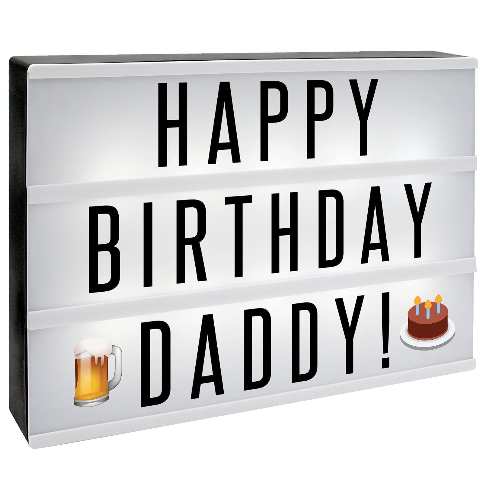 A4 Cinematic Light Box Sign - 205 Letters and Colour Emojis - USB or Battery Operated - USB Cable Included | Led Letters Board Decor, Novelty Gifts Christmas Birthdays | Pukkr