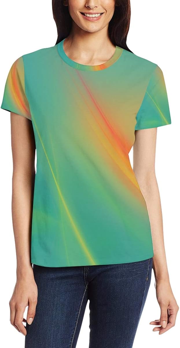 Camiseta de manga corta con diseño moderno verde para mujer, estilo