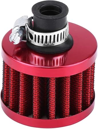 Amazon 車用 13mm エアフィルター エアクリーナー パワーフィルター 汎用 ユニバーサル クランプ付き オン 冷気取入口フィルターキット 自動吸気フィルター 車 モーター 冷風 吸気フィルター ターボベントクランクケース ブリーザー レッド バイク用エアクリーナー