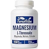 ForestVIbe Magnesium L-Threonate, Citrate, Malate & Glycinate, 150 Chelated Pills, High Absorption Magnesium Supplement for Women and Men, Extra Strength Complex Capsules, Non-GMO & Gluten Free