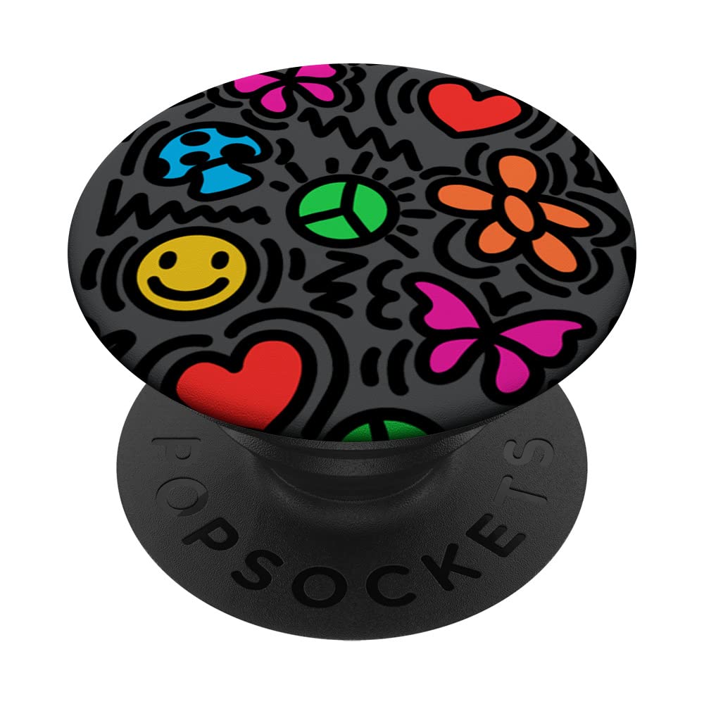 Kidcore Aesthetic Happy Face Doodle Graffiti 80's 90s Y2K PopSockets Swappable PopGrip