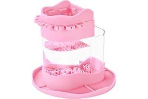 Flumy Paint Brush Cleaner Rinse Cup, Silicone Paint Brush Holder, All-in-One Fine Art Paintbrush Cleaning Cup with Cleaning System, Brush Cleaner Paint for Acrylic, Water-Based (Pink)