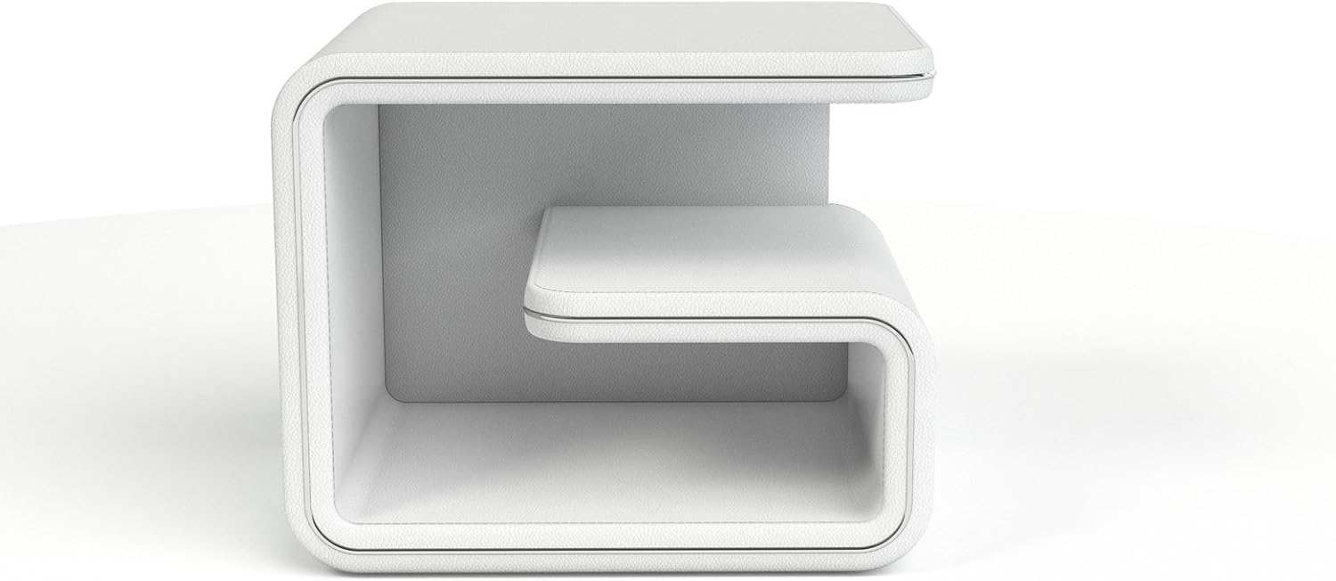 Sam 99 Cords In White Silver Bedside Table Right Sam Nako Futuristic Design Bedside Table With Generous Storage Faux Leather Amazon De Kuche Haushalt