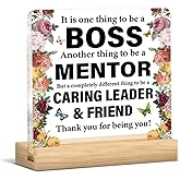 Best Boss Gifts for Women, Thank You Appreciation Gifts for Mentor Boss Lady Floral Acrylic Plaque Sign Office Home Decor