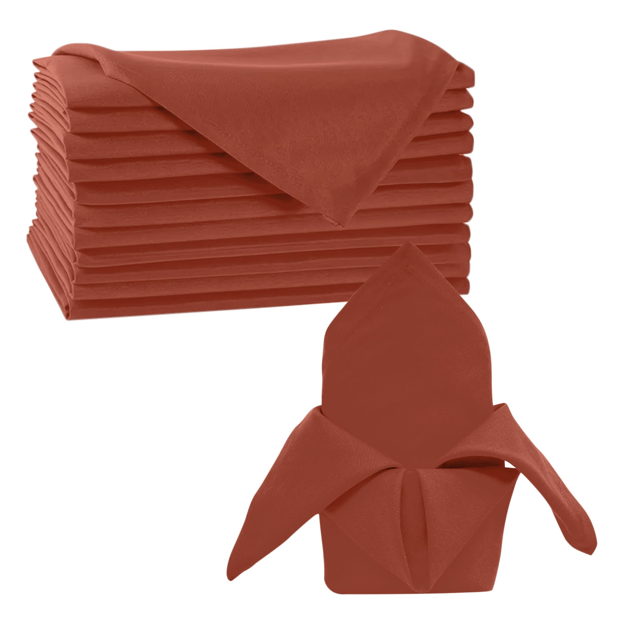 Trimming Shop 20 Inch Maroon Polyester Table Napkins, 50x50cm Square, Reusable, Wrinkle-Resistant Cloth Napkins for Dinner Parties, Events, Weddings, Restaurants & Hotels, 10pcs