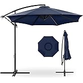 Best Choice Products 10ft Offset Cantilever Hanging Market Patio Umbrella, 8 Sturdy Ribs, Easy Adjustment - Navy Blue