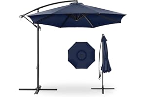 Best Choice Products 10ft Offset Hanging Market Patio Umbrella w/Easy Tilt Adjustment, Polyester Shade, 8 Ribs for Backyard, Poolside, Lawn and Garden