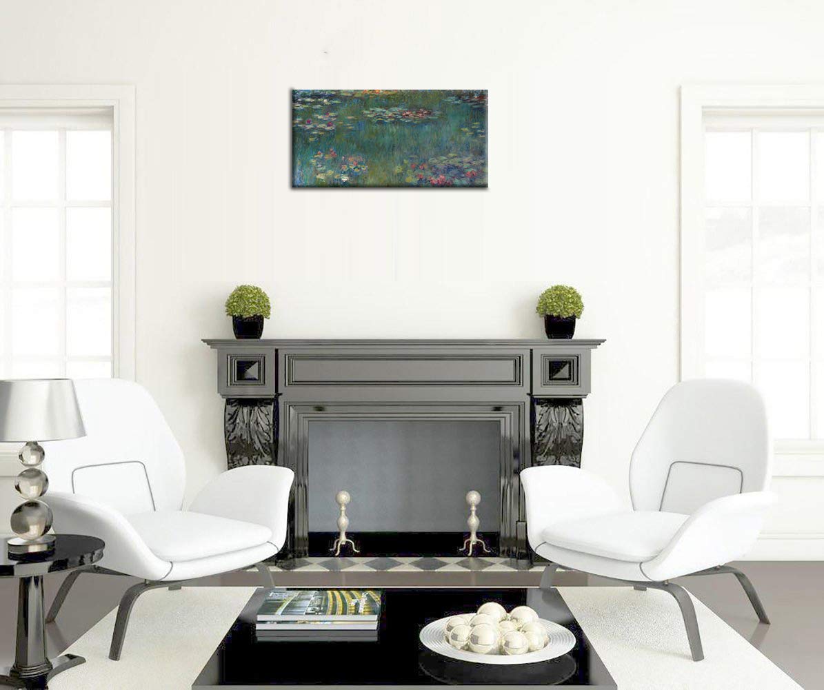 Canvas Wall Art Water Lilies by Claude Monet Painting Long Canvas Artwork Reproductions Famous Painting Framed for Living Room Home Decor