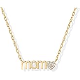 PAVOI 14K Gold Plated Mom Necklace for Women - Cubic Zirconia Mama Necklace Gold Jewelry Gifts for Mothers Day - Dainty Pendant New Mom Jewelry