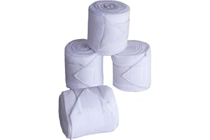 SIE EQUESTRIAN Horse Leg Bandage/Horse Leg wrap (Set of 4) Red, Blue, Navy Blue, Black, Pink, and White (White)