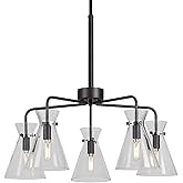 FORTE Lighting Beaker - 5 Light Chandelier in Transitional Style-21.75 Inches Tall and 24 Inches Wide-Black Finish