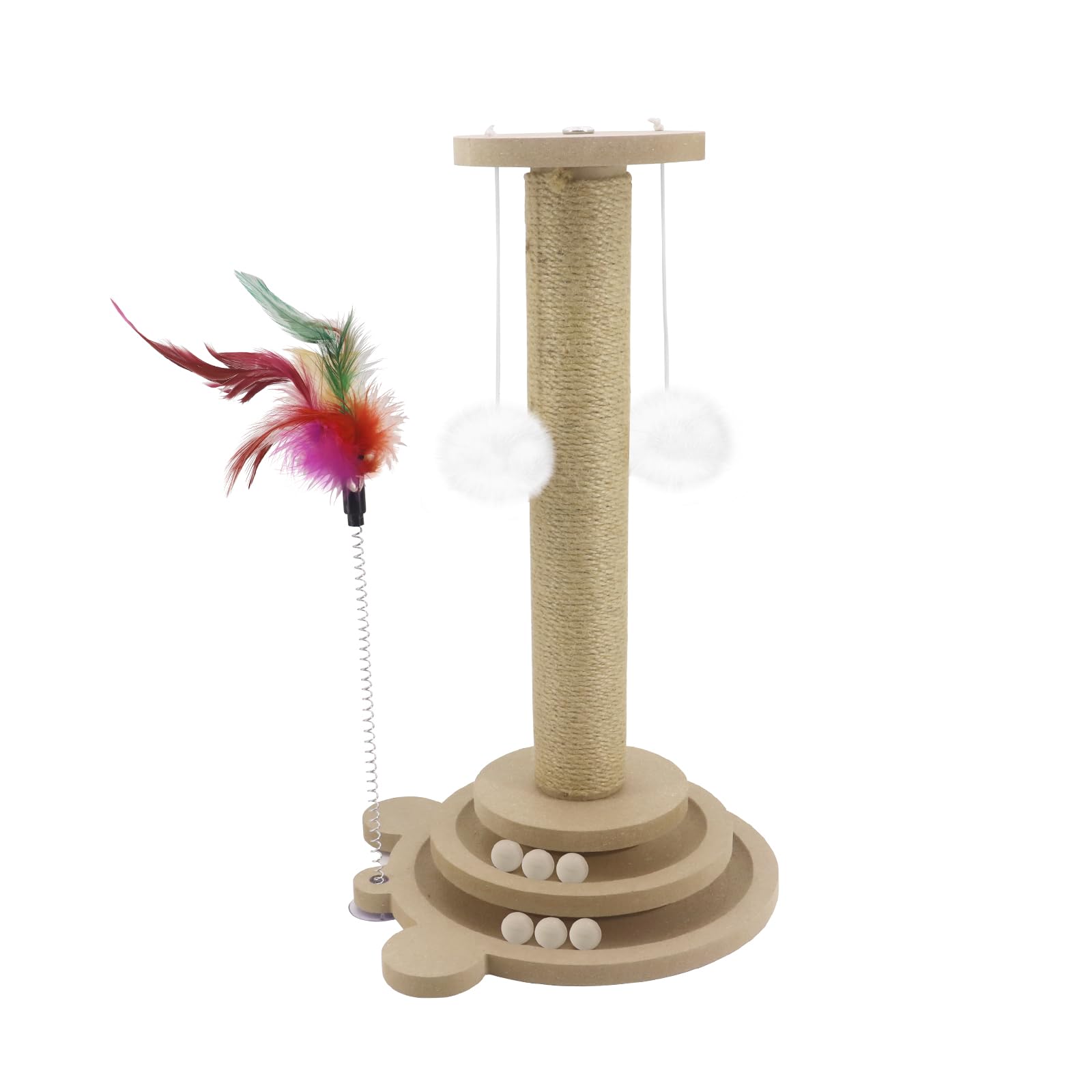 Beowanzk 15.75 Inch Tall Cat Scratching Post, Scratching Posts for Indoor Cats, Kitten Scratching Post for Claw Sharpening and Boredom Relief, Base Contains Peppermint Balls