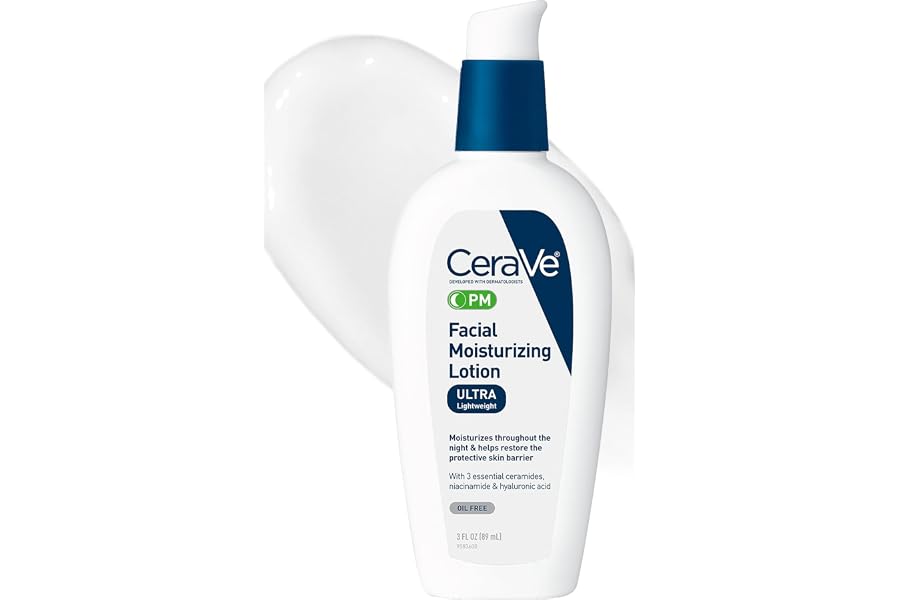 CeraVe PM Facial Moisturizing Lotion, Skin Care for Dry Skin, Oil-Free, 3oz | Skin Care with Hyaluronic Acid & Niacinamide, Face Moisturizer For Men & Women, Skin Barrier Repair, Daily Oil-Free Lotion product image