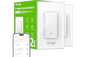 GHome Smart 3 Way Dimmer Smart Switch Can Work Separately Or Work with Traditional 3-Way Switch, Compatible with Alexa, Google Assistant, Neutral Wire Required, 2.4GHz WiFi Only, FCC Certified, 2 Pack