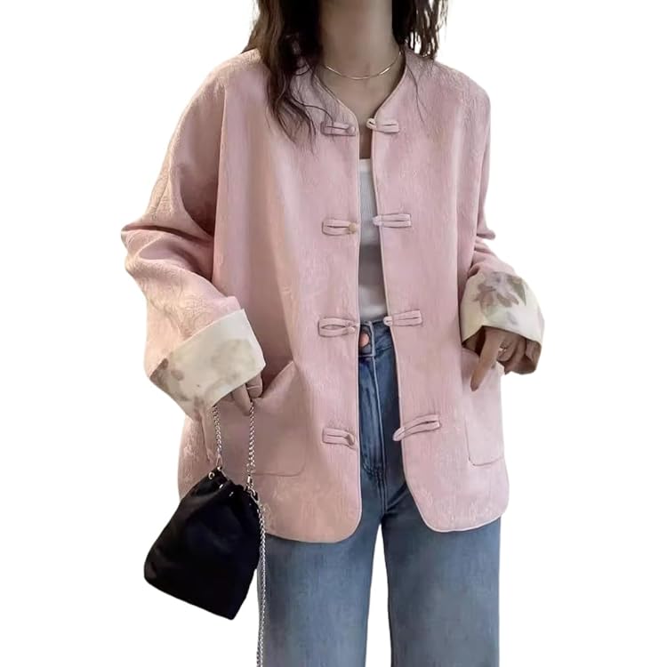Amazon.com: NCDUANSAN New Chinese button women's denim jacket
