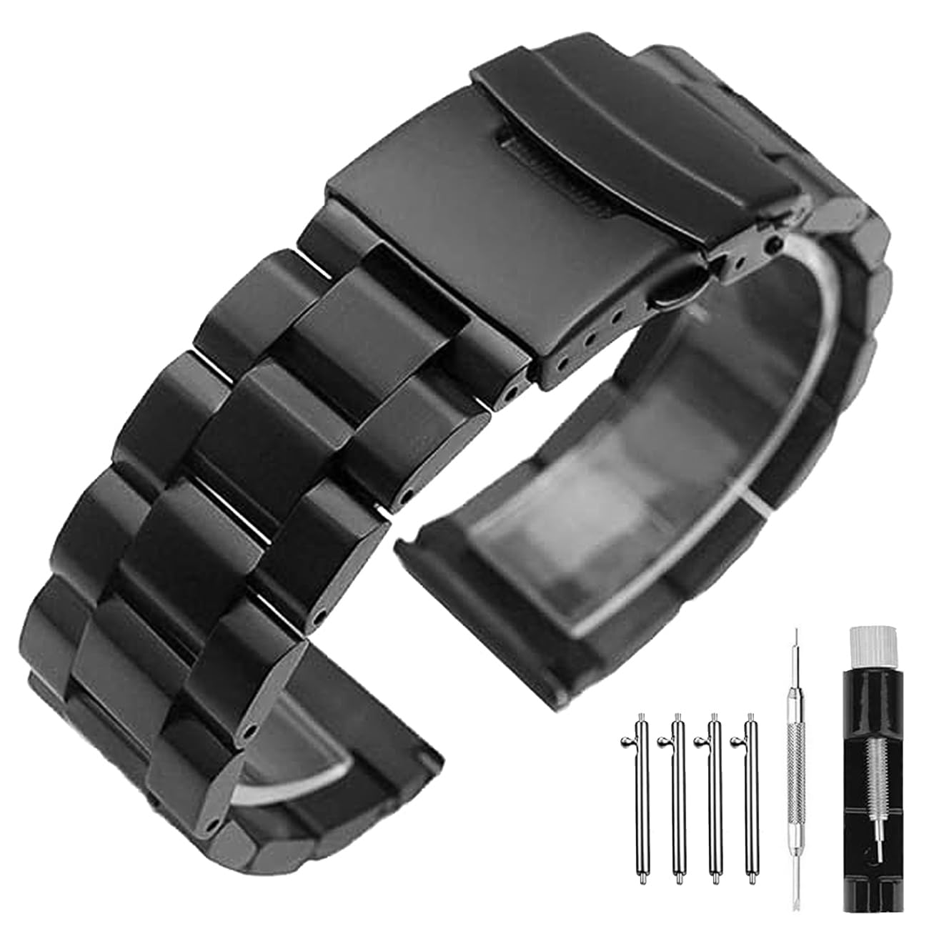 SINAIKE Quick Release Brushed Metal Watch Band for Men Women Stainless Steel Watch Bracelet Straps 18mm/20mm/22mm/24mm/26mm Watch Bands with Double FlipLock Buckle Black or Silver, Blue, Gold, Black