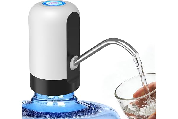 Rechargeable Water Dispenser Pump for 5 Gallon, USB Type-C Rechargeable with 1200mAh Battery, Powerful Suction for Home, Offi