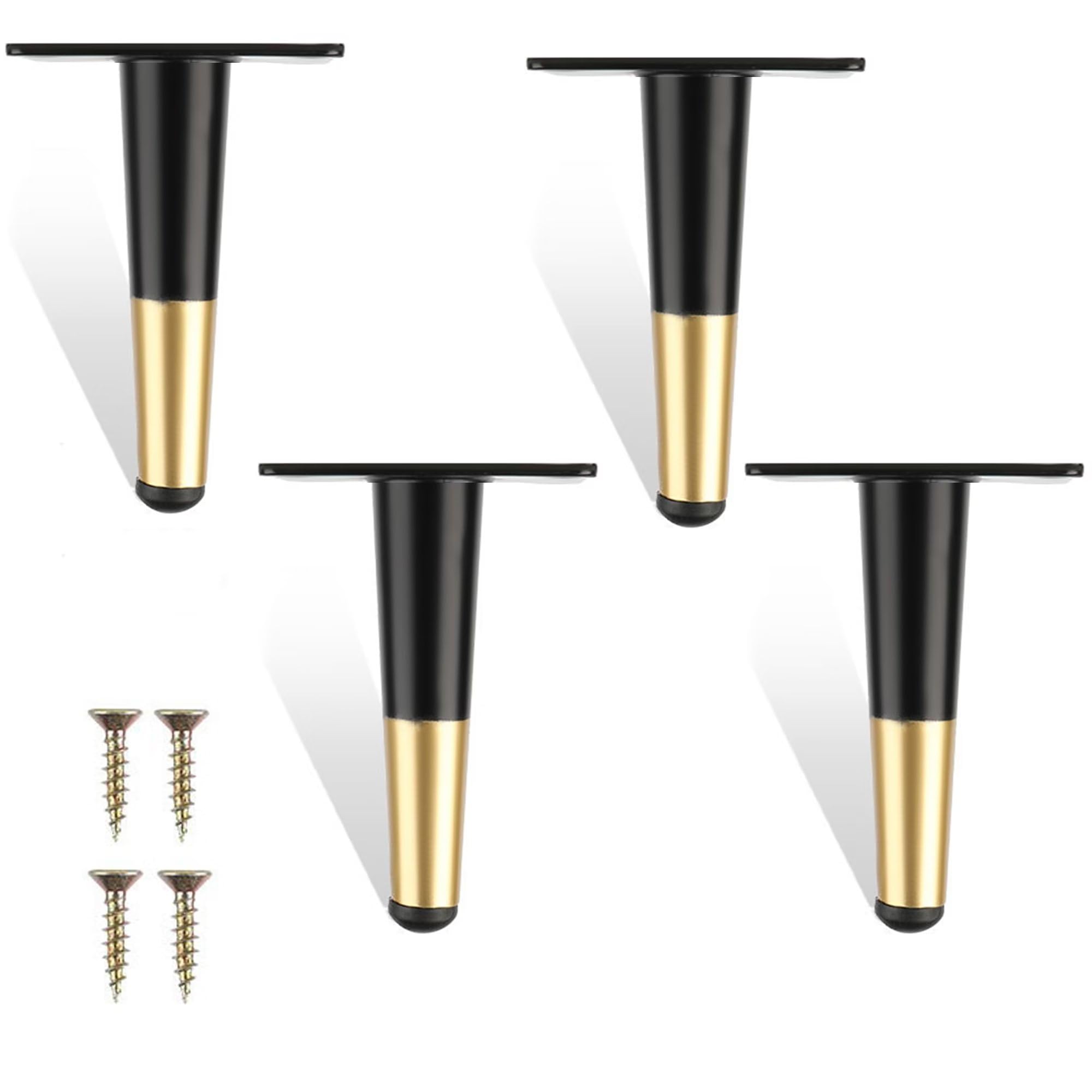 WANGCL 4 inch / 10cm Furniture Legs Set of 4, Modern Metal Sofa Legs Furniture Support Feet Replacement Leg for Sofa Couch Chair Ottoman Cabinet Table (Black Gold)
