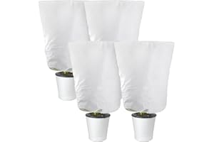 Alpurple 4 Packs Winter Drawstring Plant Covers-23.6 x 31.5 Inch Warm Plant Protection Cover Bags, Frost Cloth Blanket Protecting Fruit Tree Potted Plants from Freezing Animals Eating