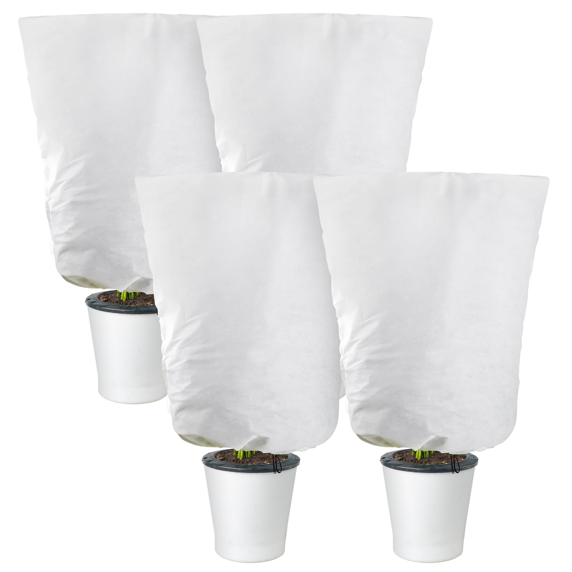 Alpurple Purple Star 4 Packs Winter Drawstring Plant Covers-23.6 x 31.5 Inch Warm Plant Protection Cover Bags, Frost Cloth Blanket Protecting Fruit Tree Potted Plants from Freezing Animals Eating