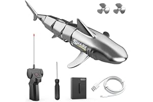 Wesfuner Remote Control Diving Shark Toy, 2024 New Mini High Simulation RC Shark Toys for Swimming Pool Fishbowl, RC Boat Toys Birthday Gifts for 6+ Year Old Kids Boys(Bright Grey)