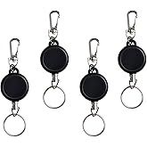 Supkiir Key Holder, Retractable Badge Holder Keychain for Key Lanyard ID Carabiner Badge Reels with Steel Wire Rope, Key Ring (4)