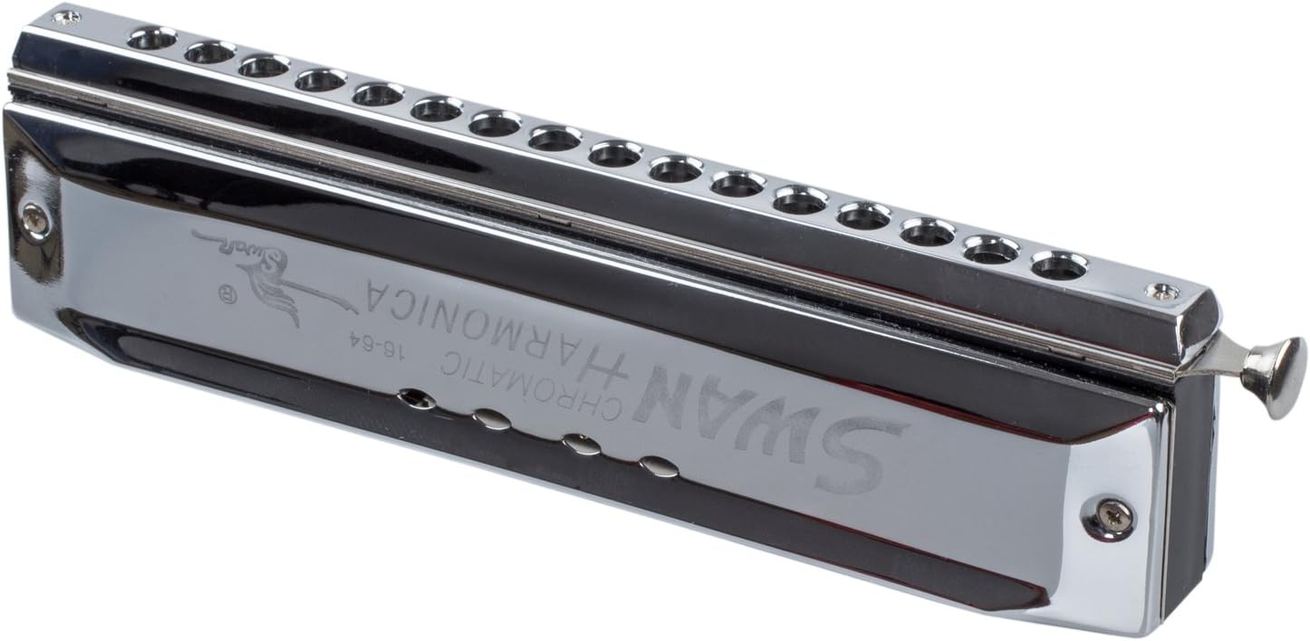 SODIAL(R) Harmonica Chromatique Argent 16 trou 64 ton Instrument