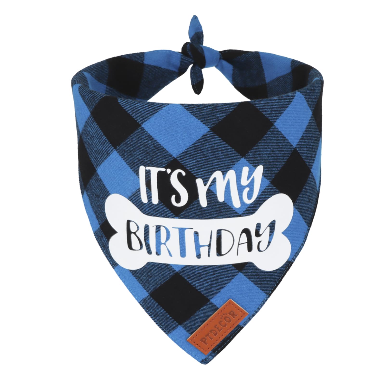 Photo 1 of PTDECOR Dog Birthday Party Supplies, It’s My Birthday Scarf Blue Plaid Boy Pet Bandana for Medium Large Dogs (Blue, Large)