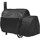 SunPatio Offset Smoker Cover, Outdoor Heavy Duty Waterproof Grill Cover Compatible for CharBroil Oklahma Joe's Highland and Horizon Grills, Charcoal BBQ Smoker Protector, All Weather Protection