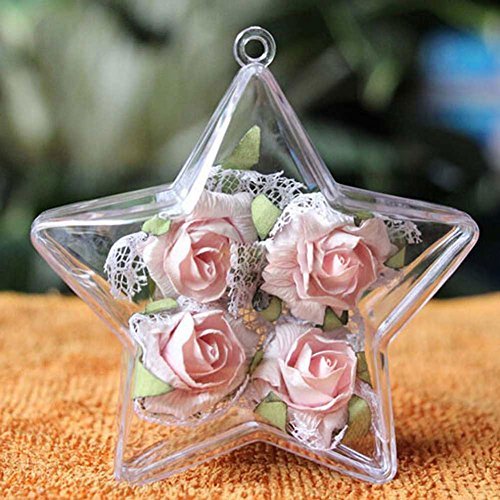 Yontree Heart Shape Clear Plastic Acrylic Fillable Ornaments Ball Baubles Bath Bomb Mold Plastic Balls for Holiday Decoration Clear(5-Pack) 80x80mm
