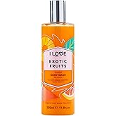 I Love Exotic Fruit Scented Body Wash - Moisturizing Body Wash and Foaming Bubble Bath - Mango, Grapefruit, and Melon Fragrance - 12.7 oz