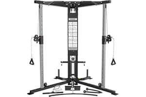 DONOW Cable Crossover Machine, Cable Fly Machine Home Gym System Workout Station with Dual Pulley System Pull-Up Bar Cable Bar and LAT Pull Down System