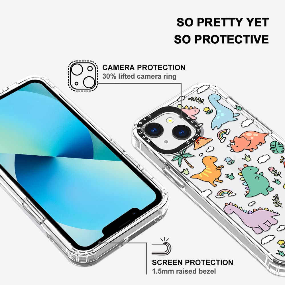 MOSNOVO Case for iPhone 13, [Buffertech 6.6ft Military-Grade Drop Protection] [Anti Peel Off Tech] Clear TPU Bumper Phone Case Cover Design - Dinosaur Land - Image 4