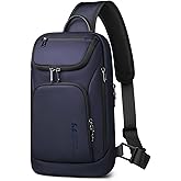 hk Sling Bag for Man, Waterproof Utility Crossbody Bag with Anti-theft Pocket for Men, Sling Backpack for Daily Commute, Work, College, 14 * 7.8 * 4.5 inches,Blue