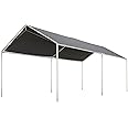 Outsunny 10'x20' Carport Heavy Duty Galvanized Car Canopy with Included Anchor Kit, 3 Reinforced Steel Cables, Grey