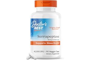 DOCTOR'S BEST Doctors BEST Serrapeptase, 40,000 SPU, Supports Sinus Health, Non-GMO, Vegan 90 Veggie Caps