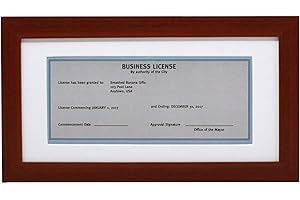 SMASHED BANANA 5x10 Mahogany Gallery Business License Frame with 3.5x8 Mat - Wide Molding - Includes Attached Hanging Hardware and Desktop Easel - Display Panoramic Picture Certificate or Retail Licenses