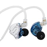 Linsoul KZ ZS10 Pro, 4BA+1DD 5 Driver in Ear Monitor, HiFi Wired Earbuds, Gaming Earbuds, Hybrid IEM Earphones with Stainless Steel Faceplate, Detachable Cable for Musician (with Mic, Blue)