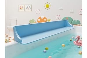 Cushore 3-Ft Bathtub Splash Guard PlayPad with Strong Suction Cups, Toy Tray Caddy Holder Storage, No-Leak, Mess-Free Bath Time for Kids, Blue