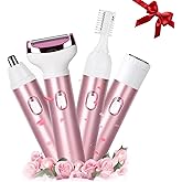 Wet & Dry Electric Razor for Women Body Razors 4-in-1 Facial Hair Remover Electric Shaver and Facial Hair Remover Painless Ladies Body Razors for Nose Face Body Leg Bikini Arm Hair